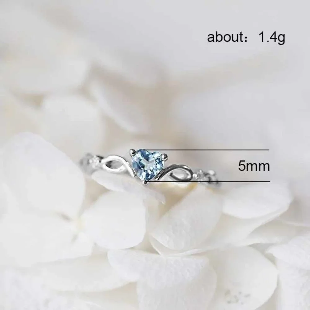 😍Gorgeous Cute Heart Shaped 925 Silver 💎Blue Diamond Ring for Women, F017